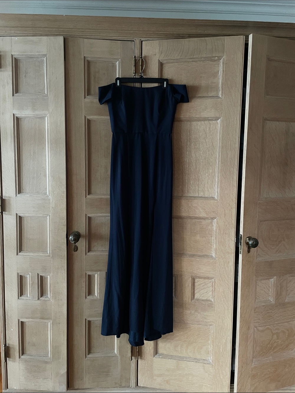 Stunning Amsale Off-Shoulder Navy Blue Women's Dress, Size 8